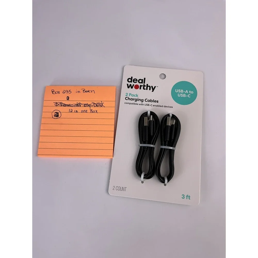 Deal Worthy 2 Pack USB-A to USB-C Charging Cables 3ft Black‎ BCA023C2BLK NEW